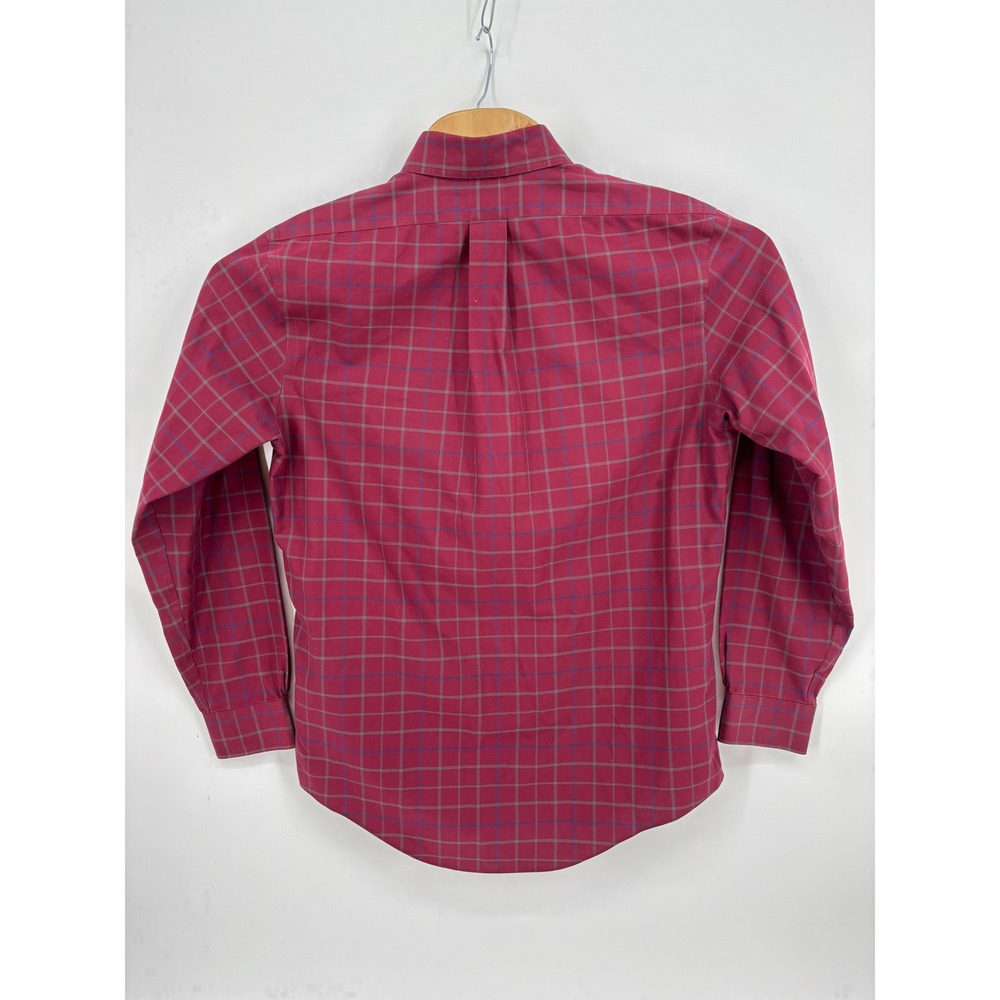 Brooks Brothers Regent Fit Non-Iron Cotton Check Shirt Mens Medium Burgundy Red - Picture 3 of 11